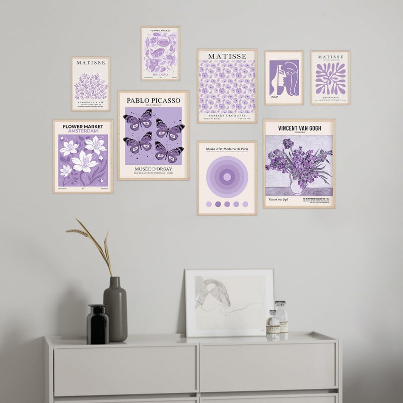 KONGSY Purple Wall Art Prints Set of 9, Lavender Abstract Matisse Exhibition Posters, Light Purple Wall Decor, Aesthetic Pictures Room Decor for Teen Girls Dorm, Bedroom - Image 4